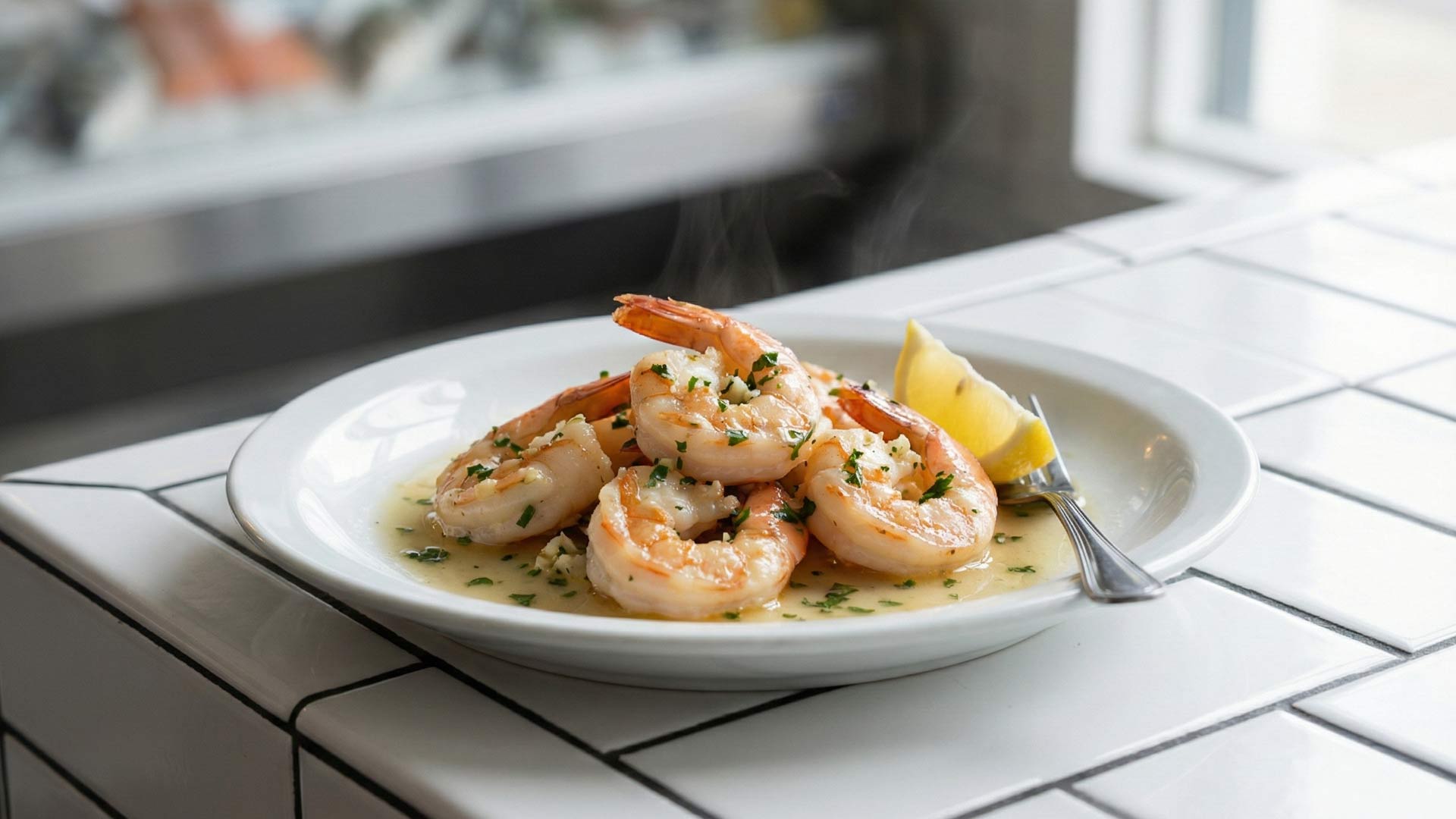 Crevette au vin blanc