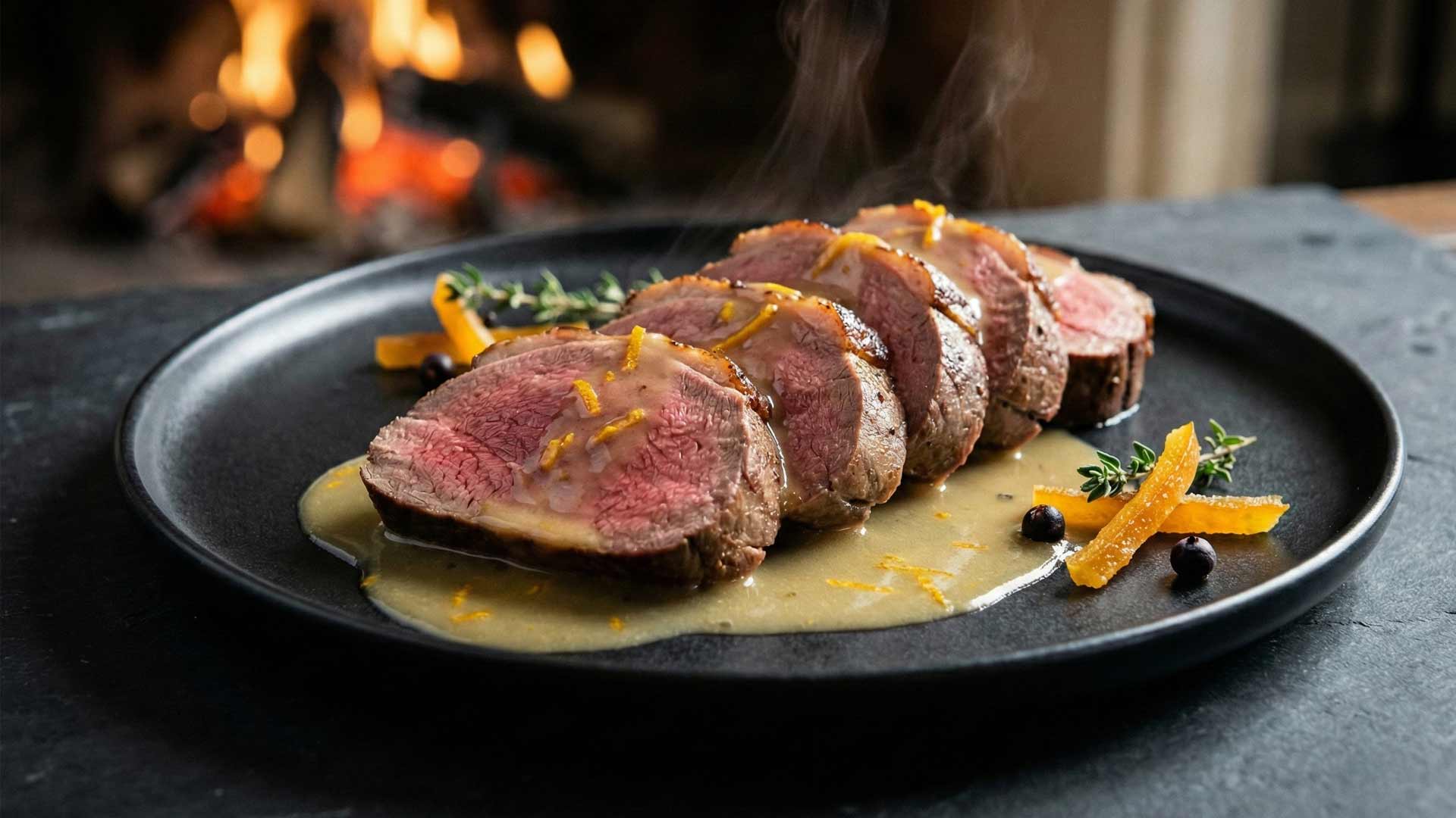 Cuissot de chevreuil mariné au vin blanc et grand marnier