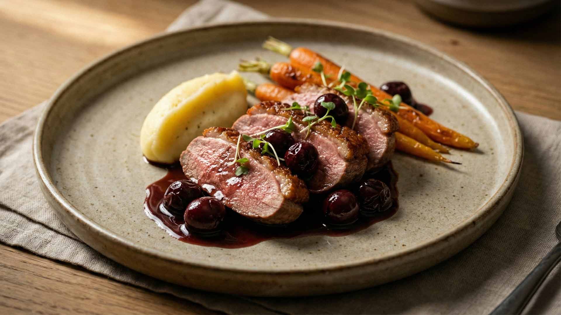Filet de canard aux cerises griottes