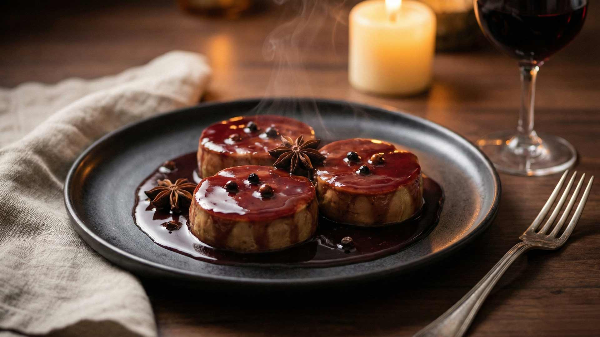 Foie gras poché au vin rouge épicé Image