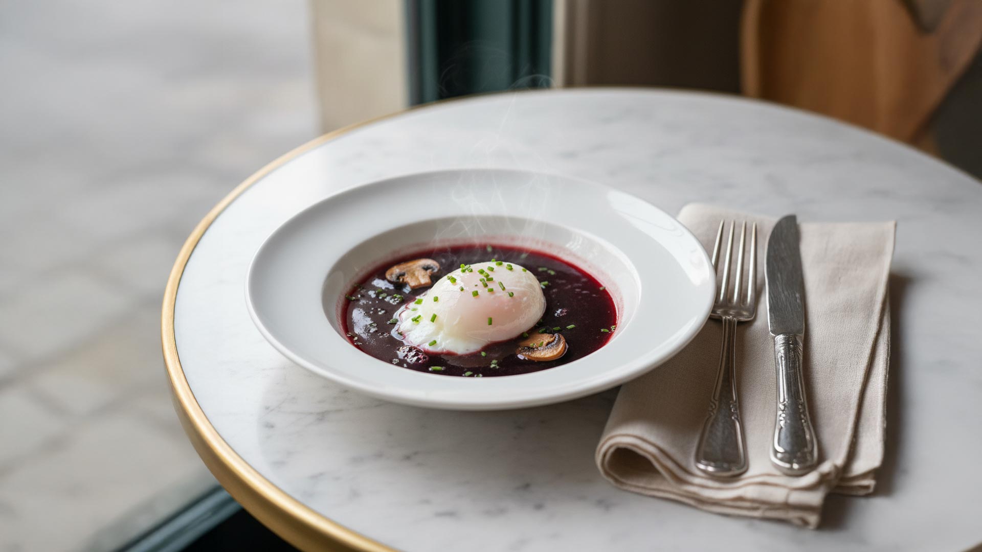 oeuf poché au vin rouge