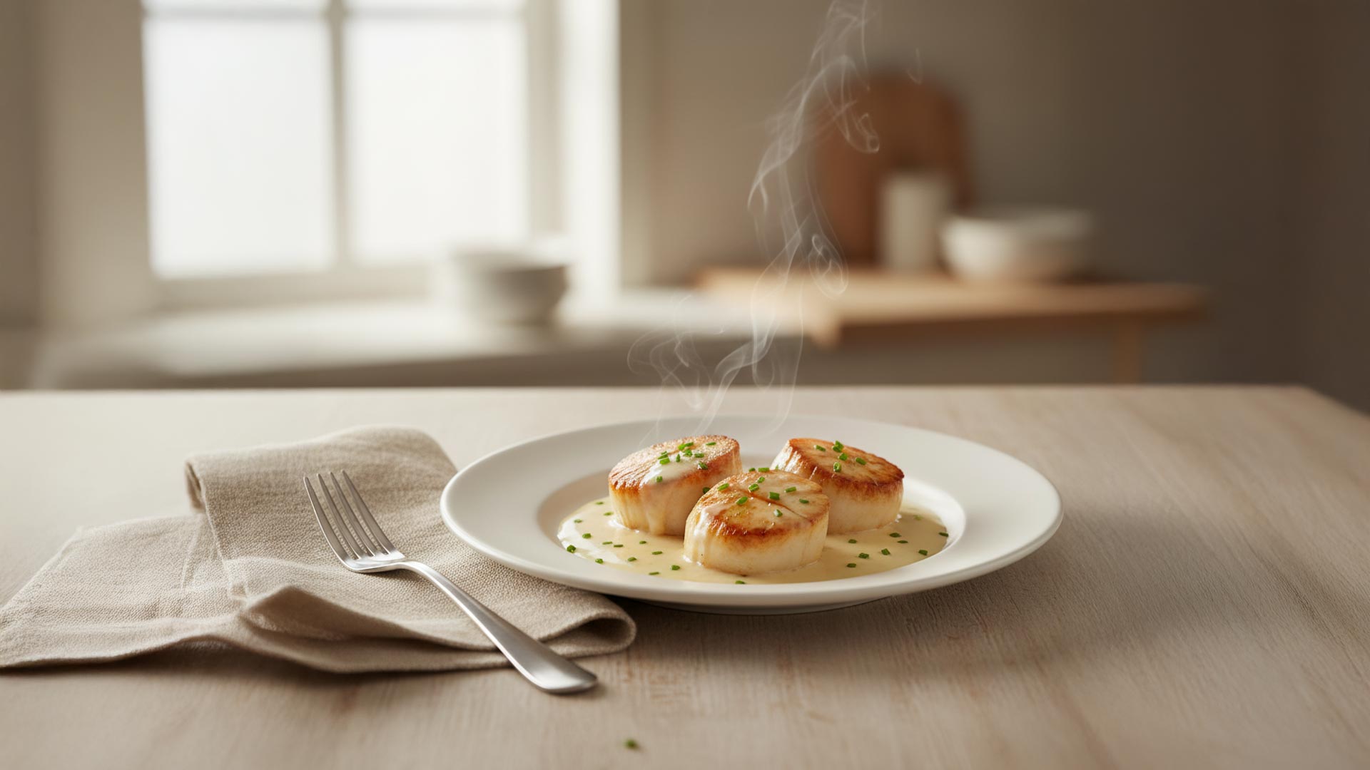 Pétoncle à la crème et vin blanc