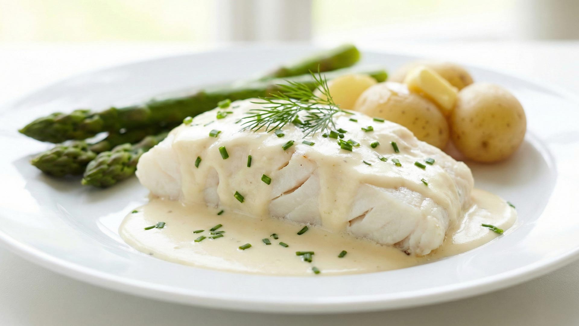 Poisson à la crème et au vin blanc