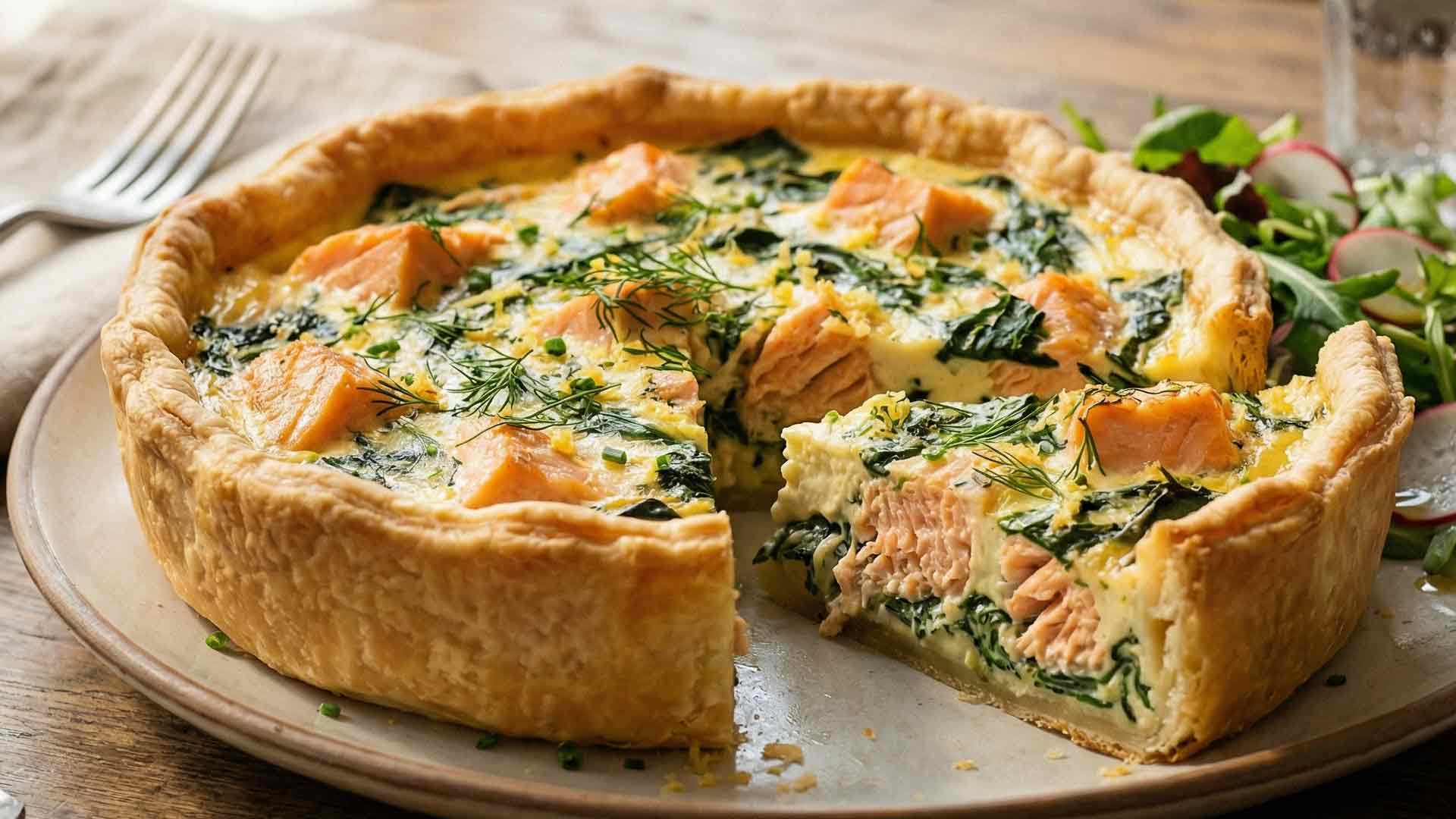 Quiche au Saumon et aux Épinards Image