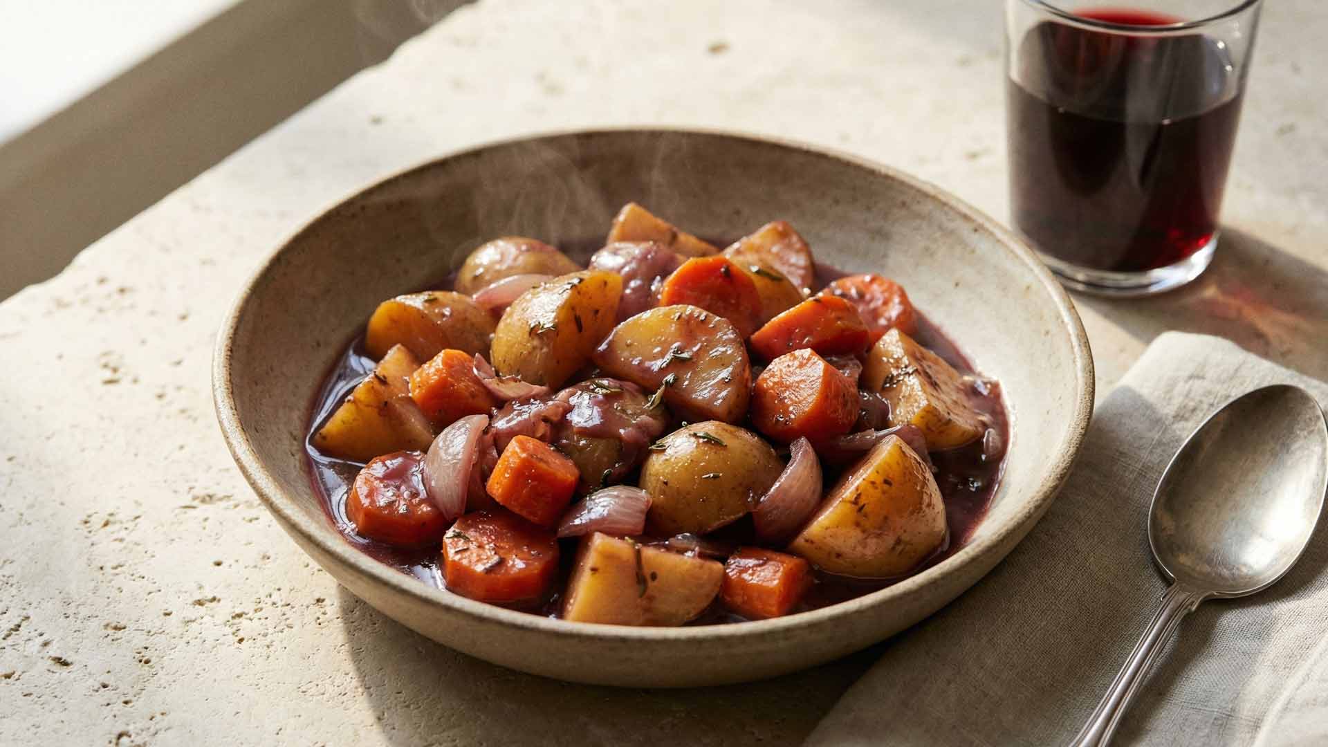 Ragoût de pommes de terre au vin rouge Image