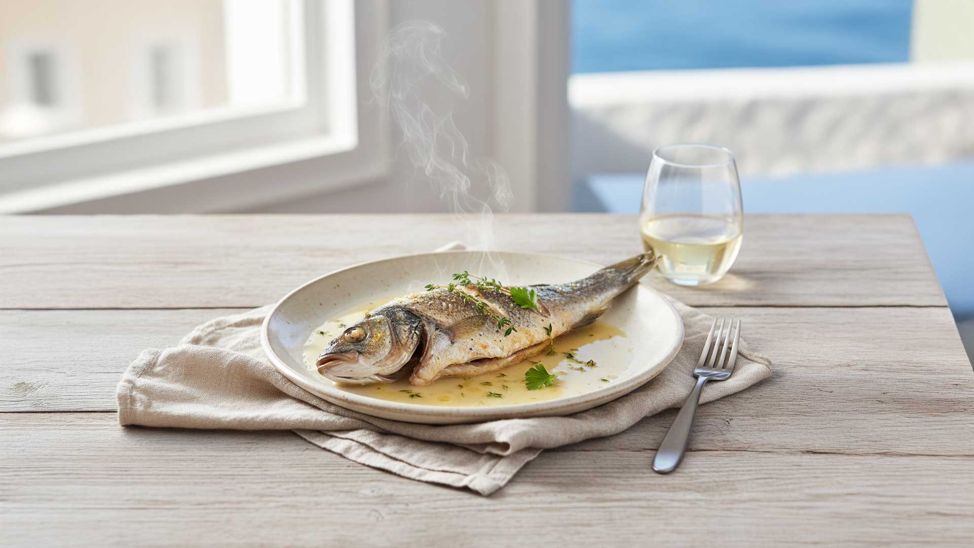 Recette bar au four vin blanc