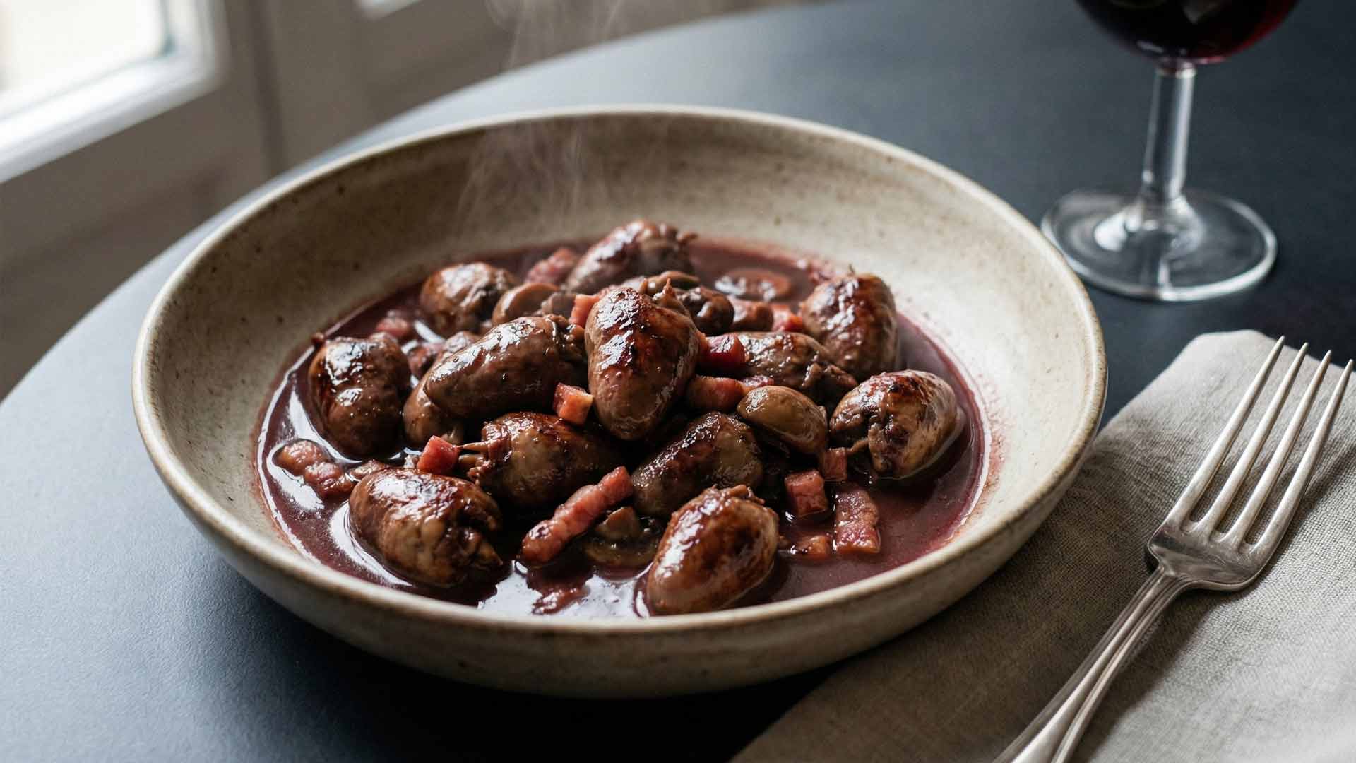 Recette coeur de poulet au vin rouge Image