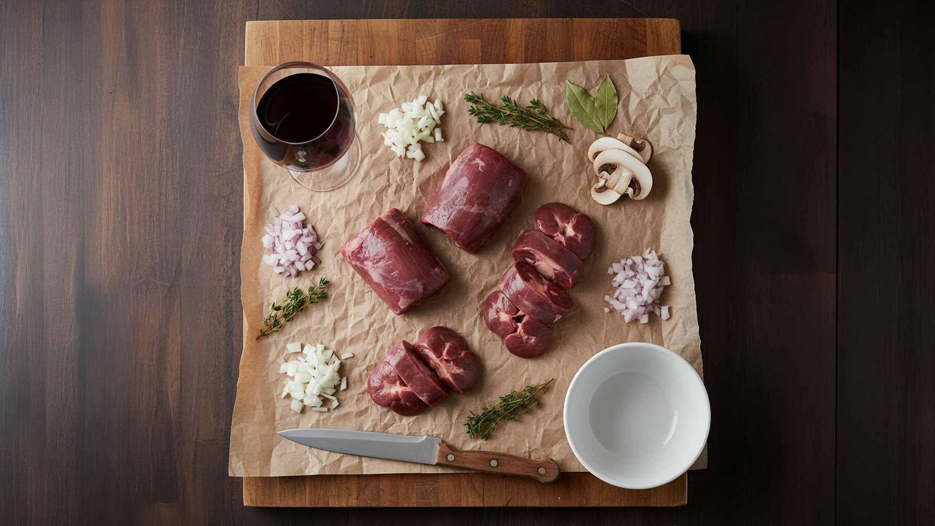 Recette des rognons de boeuf au vin rouge