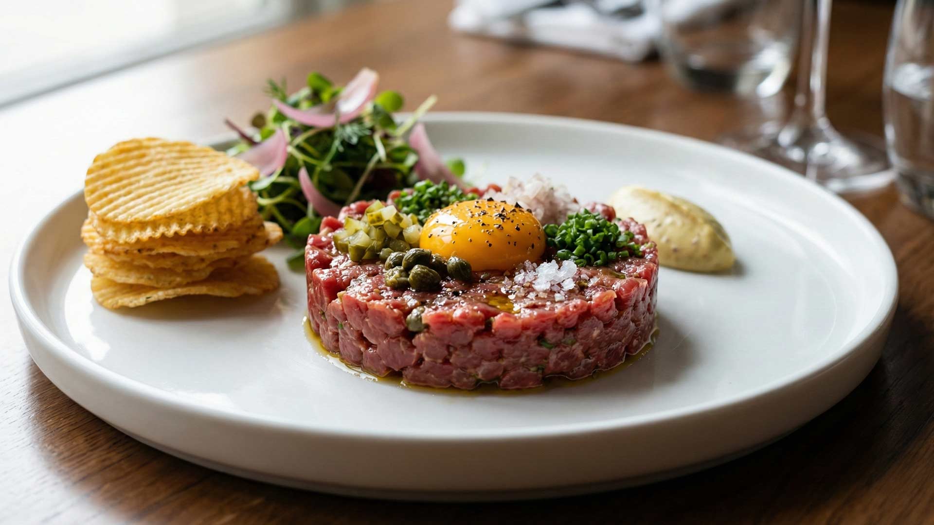 Tartare de bœuf au couteau gastronomique Image