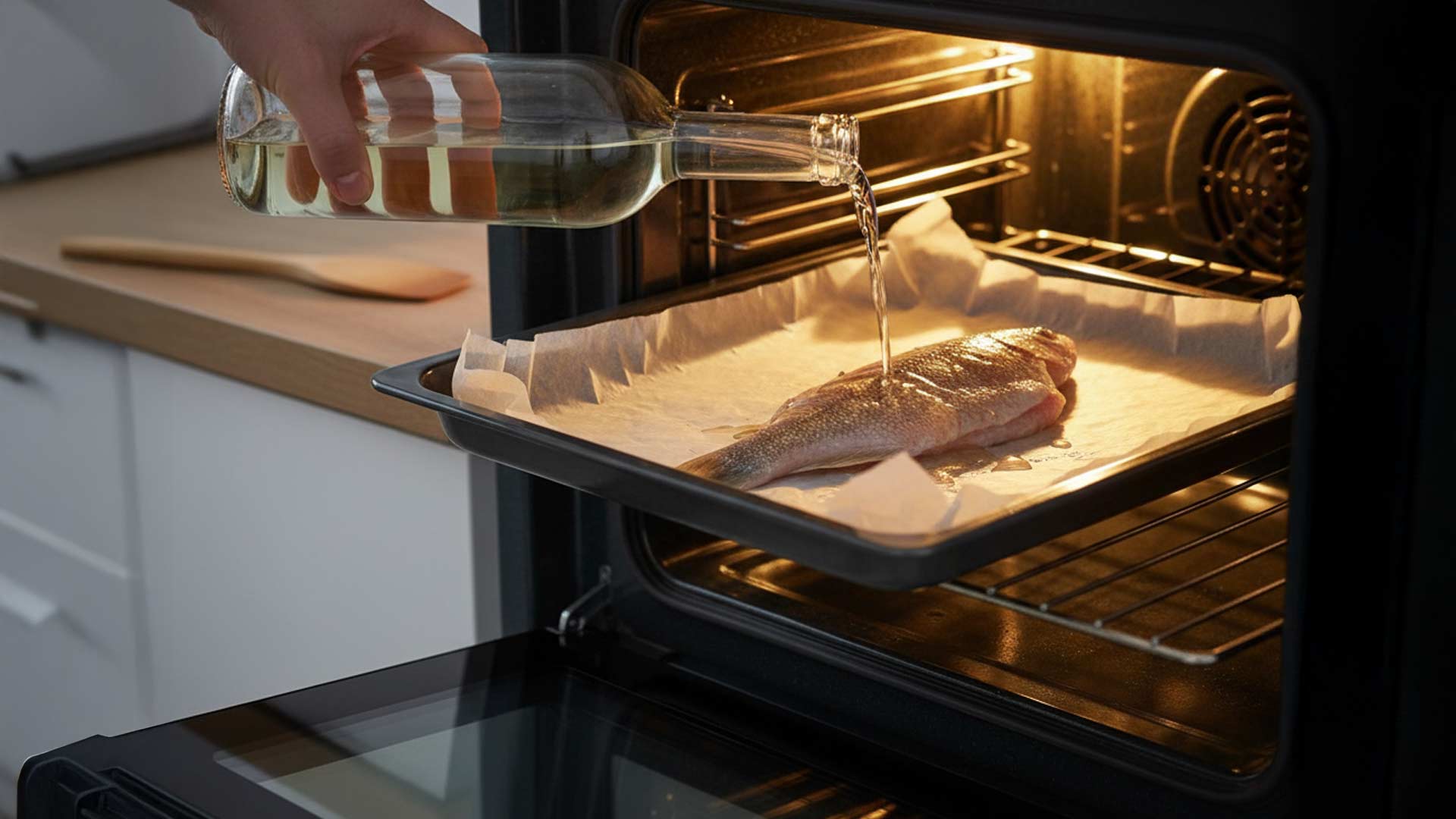 Filet de perche au vin blanc au four