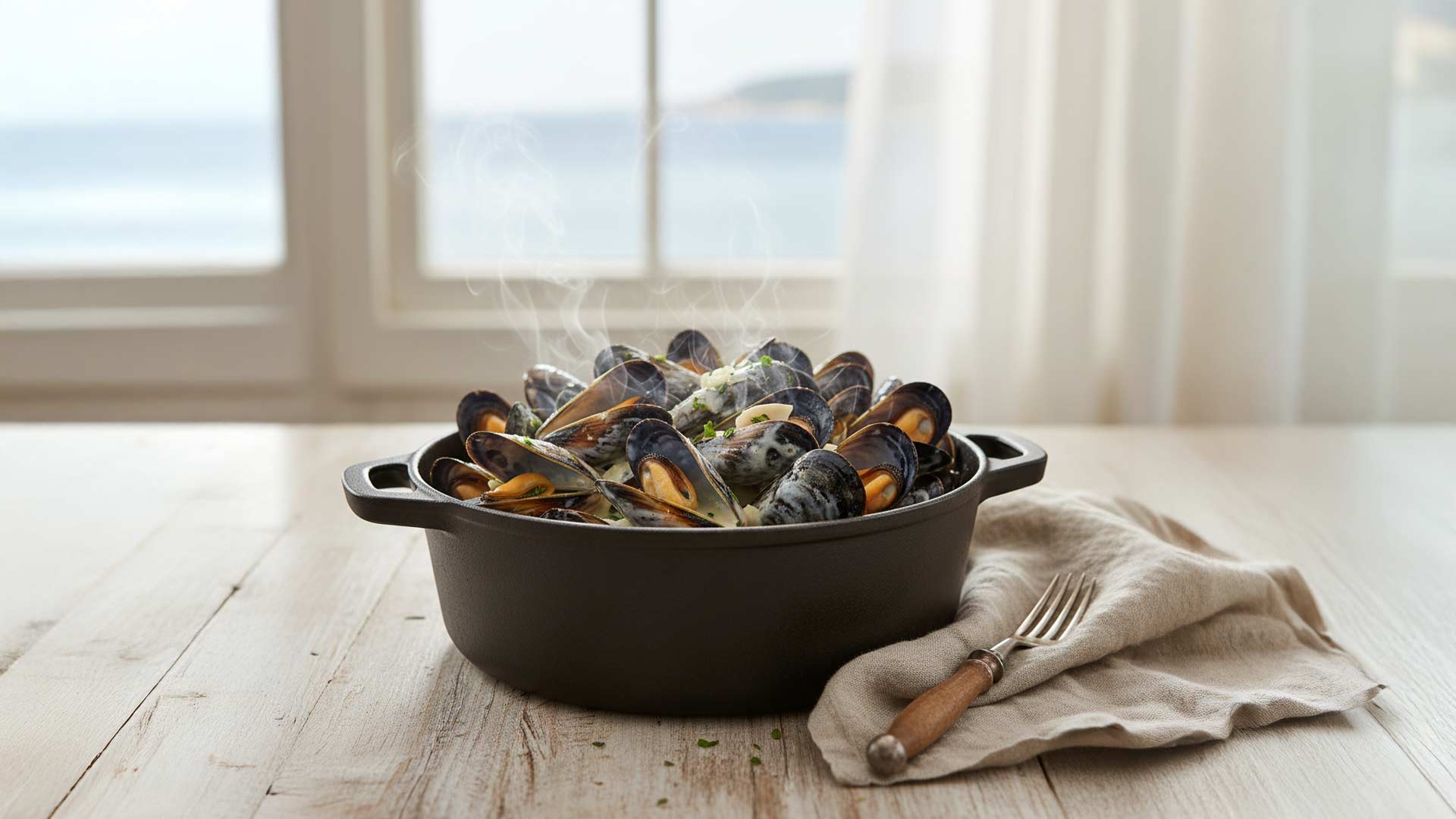 Recette moules à la crème et au vin blanc
