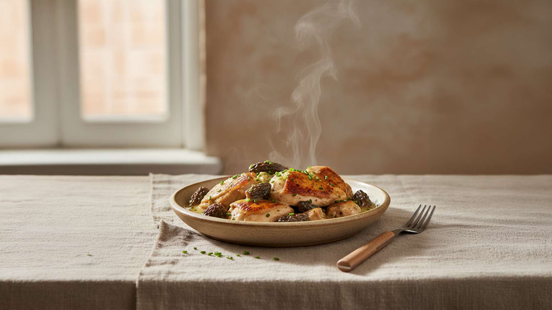 Recette poulet aux morilles et vin blanc