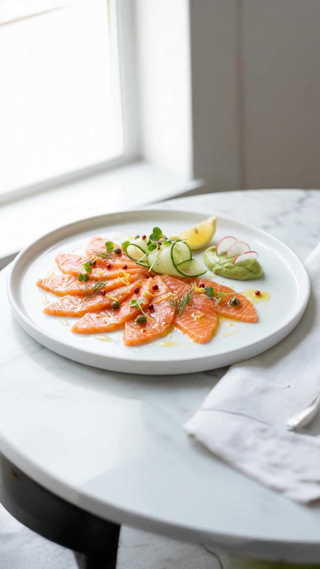Carpaccio de saumon frais mariné mobile