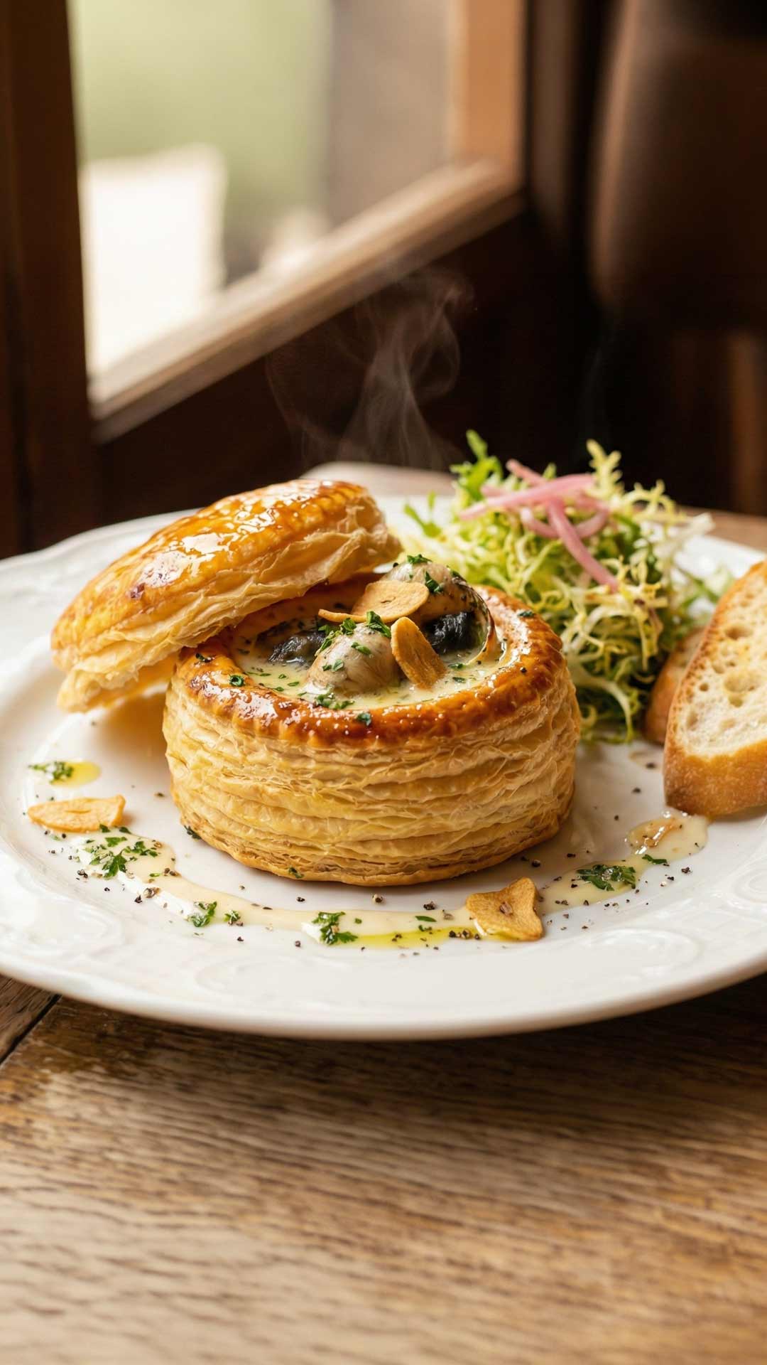 Feuilleté d'Escargots à la crème d'ail mobile