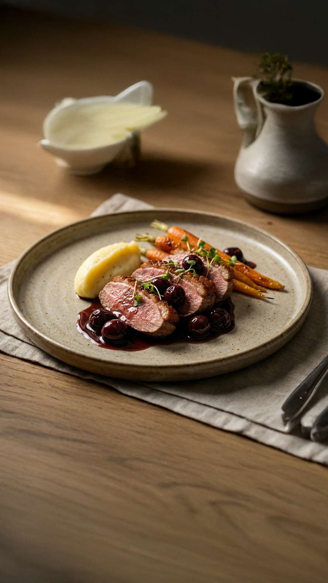 Filet de canard aux cerises griottes mobile