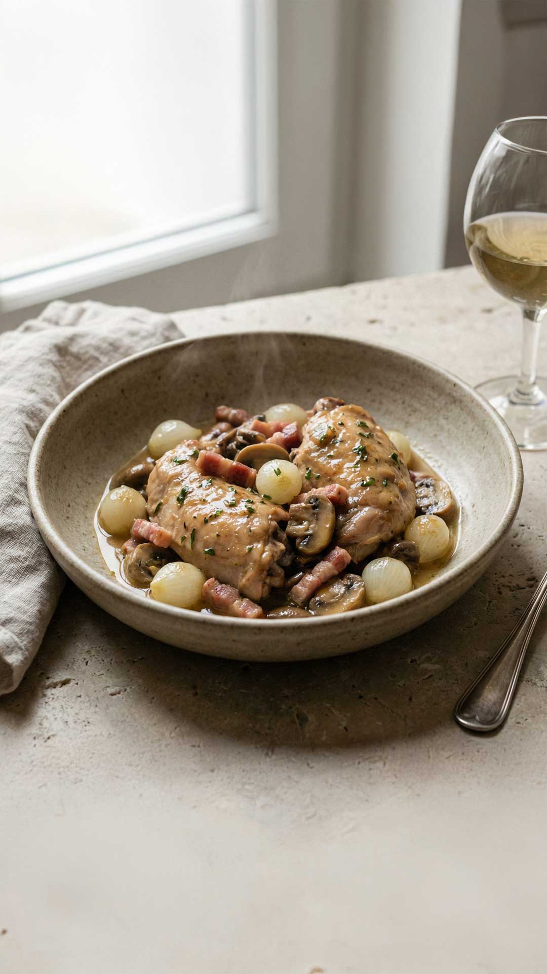 Lapin au cognac et vin blanc mobile