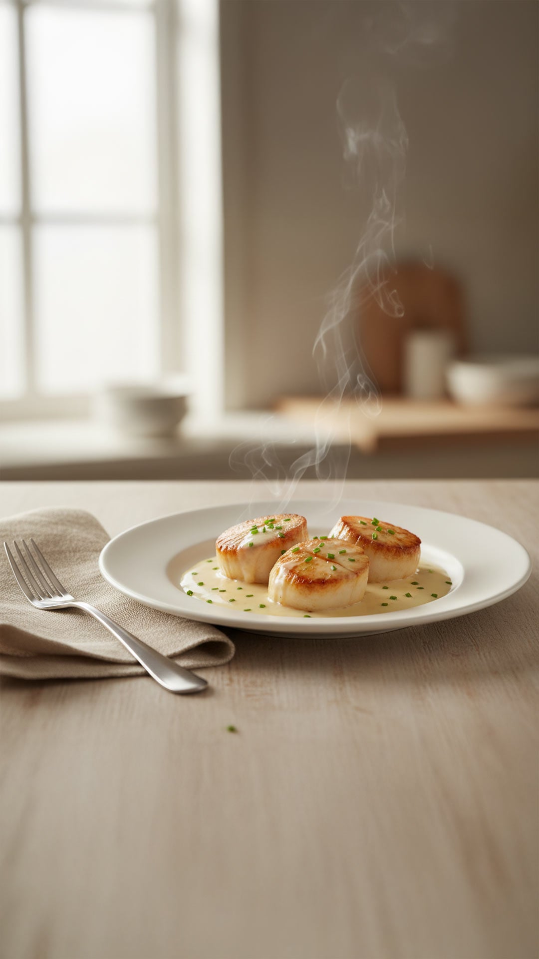 Pétoncle à la crème et vin blanc mobile