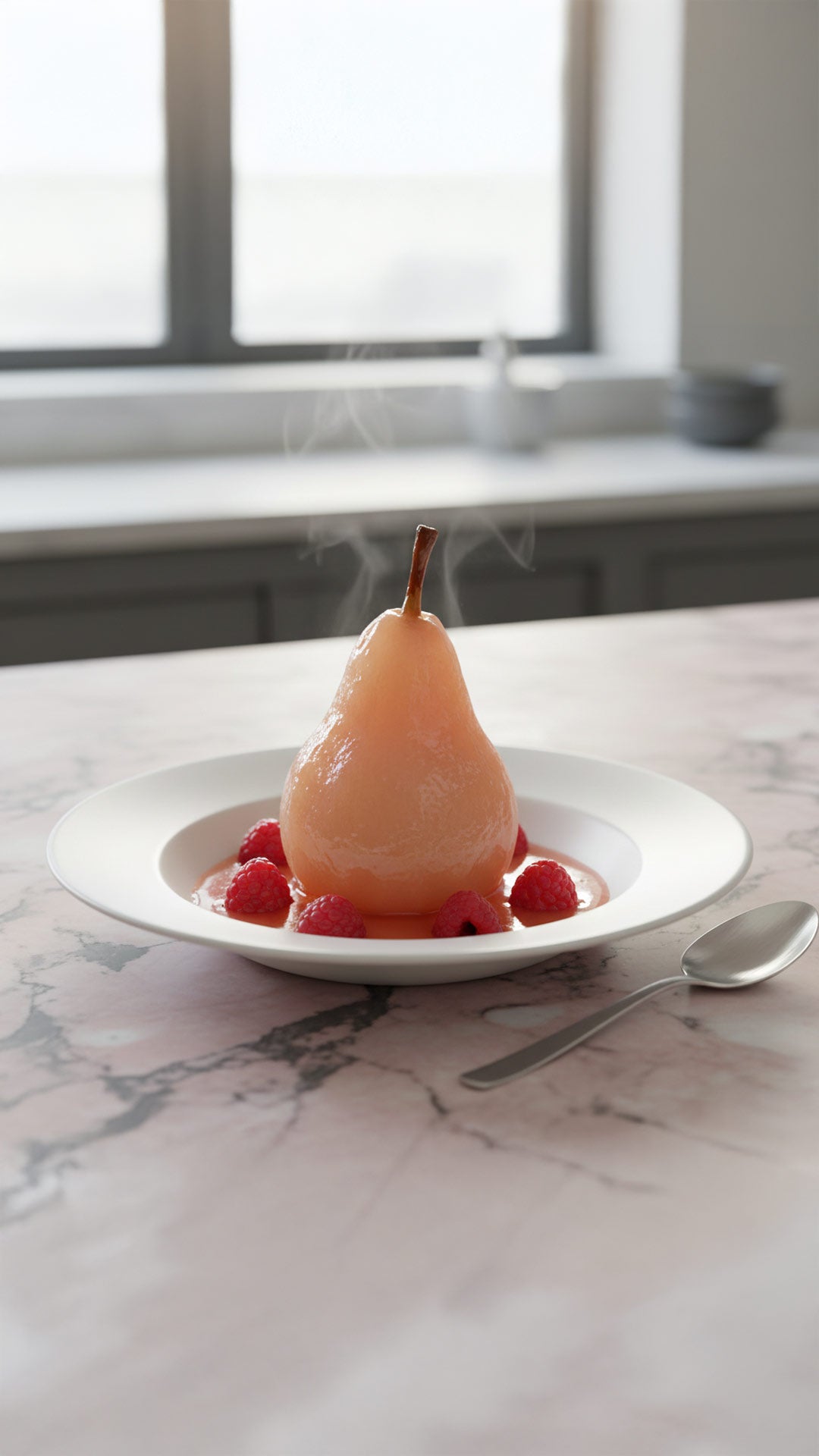 Recette de poire pochée au vin rosé mobile