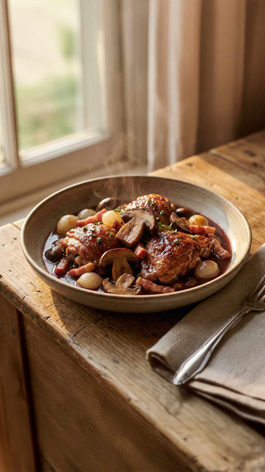 Poulet aux cèpes et au vin rouge mobile