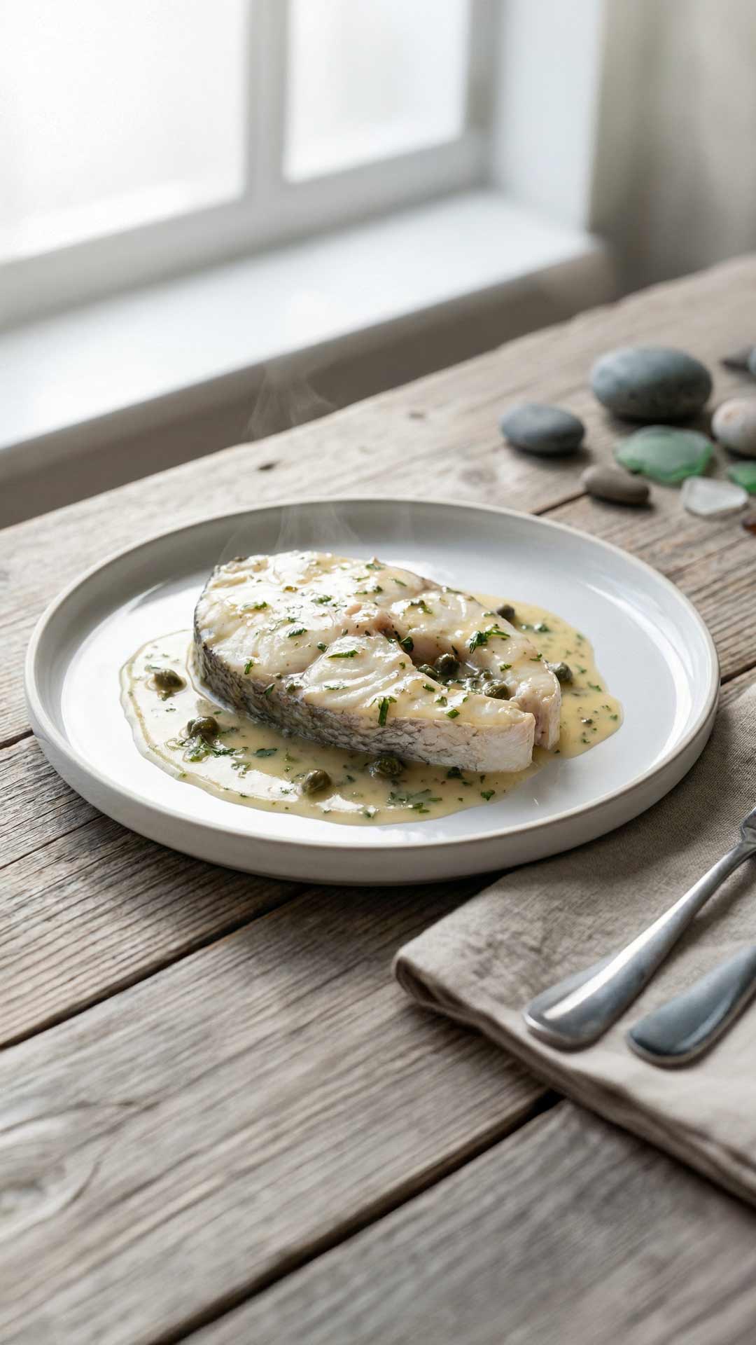 Recette darne de colin sauce au vin blanc