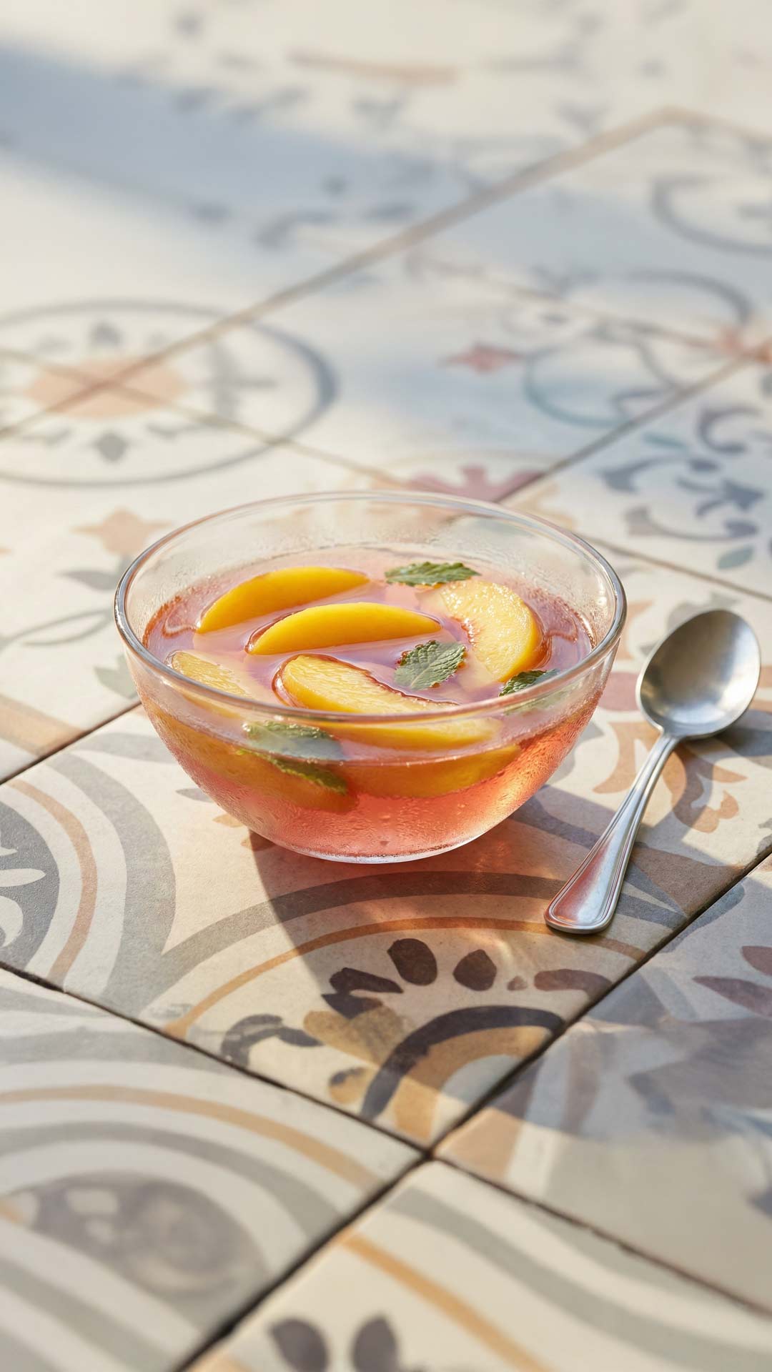 Soupe de pêches au vin rosé mobile