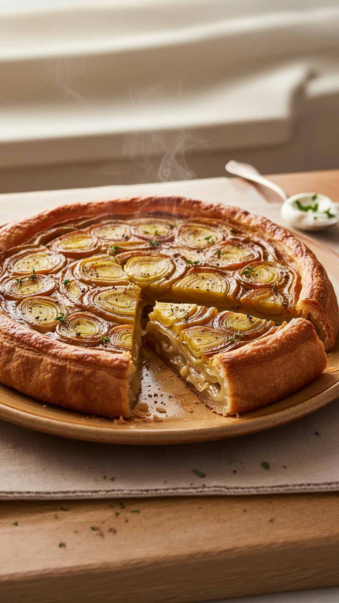 Tarte tatin de poireaux mobile