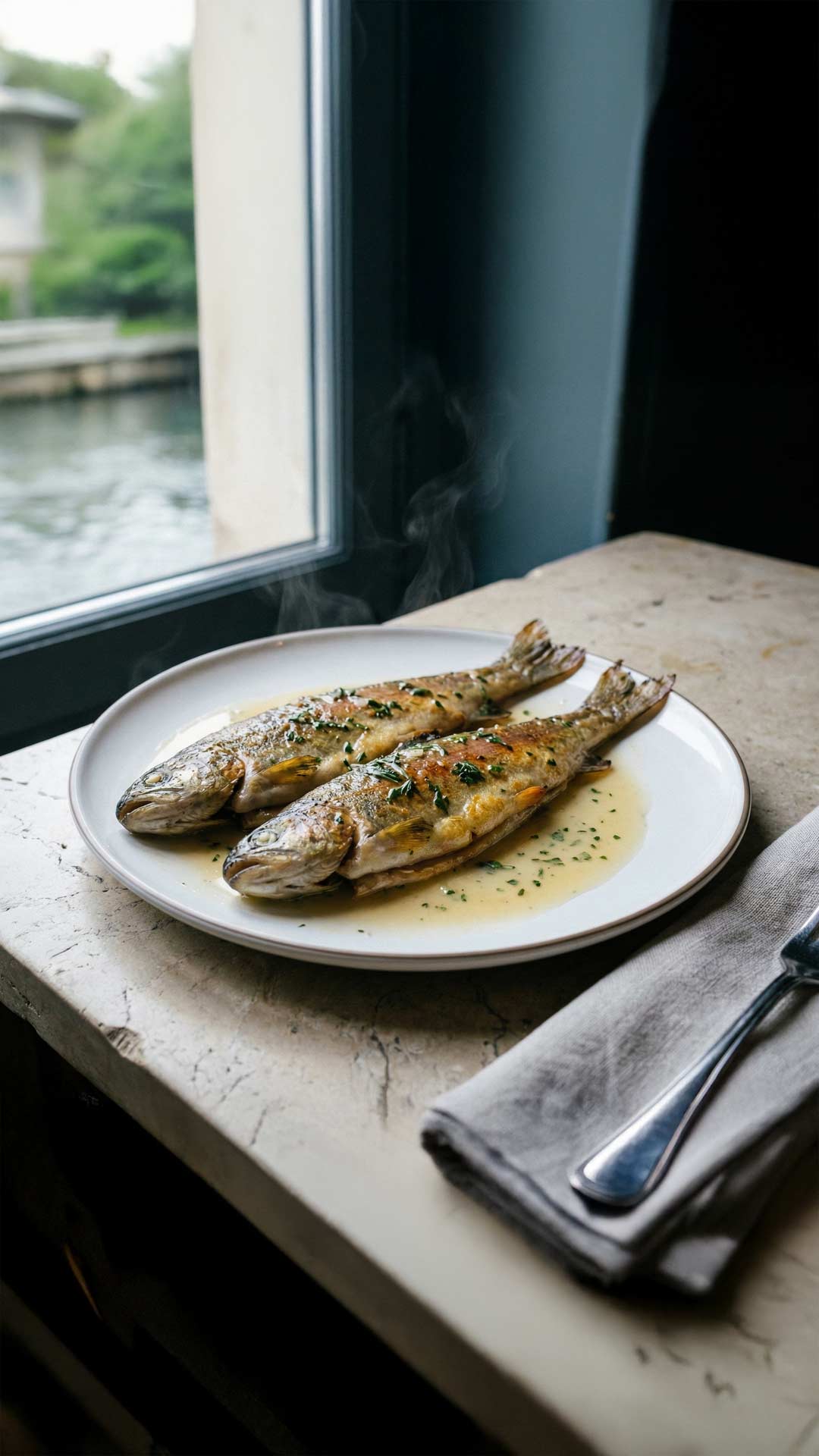 Truites dorées au vin blanc mobile