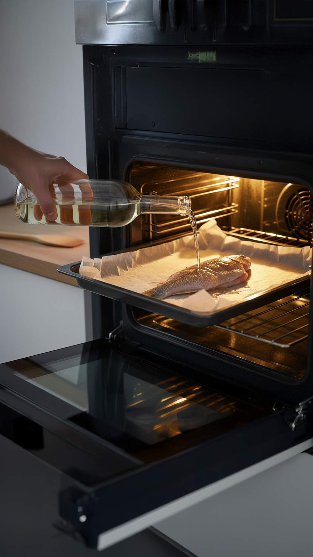 Filet de perche au vin blanc au four mobile