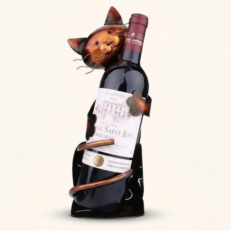 Porte bouteille chat décor