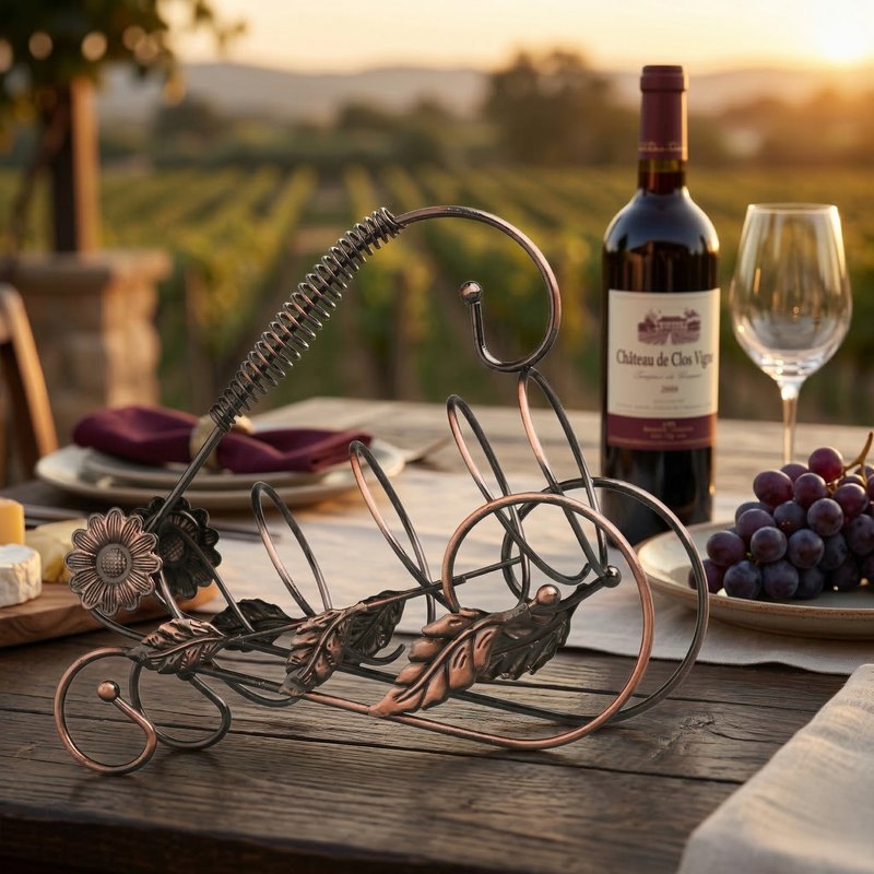 Porte bouteille de vin en fer forge décor Image