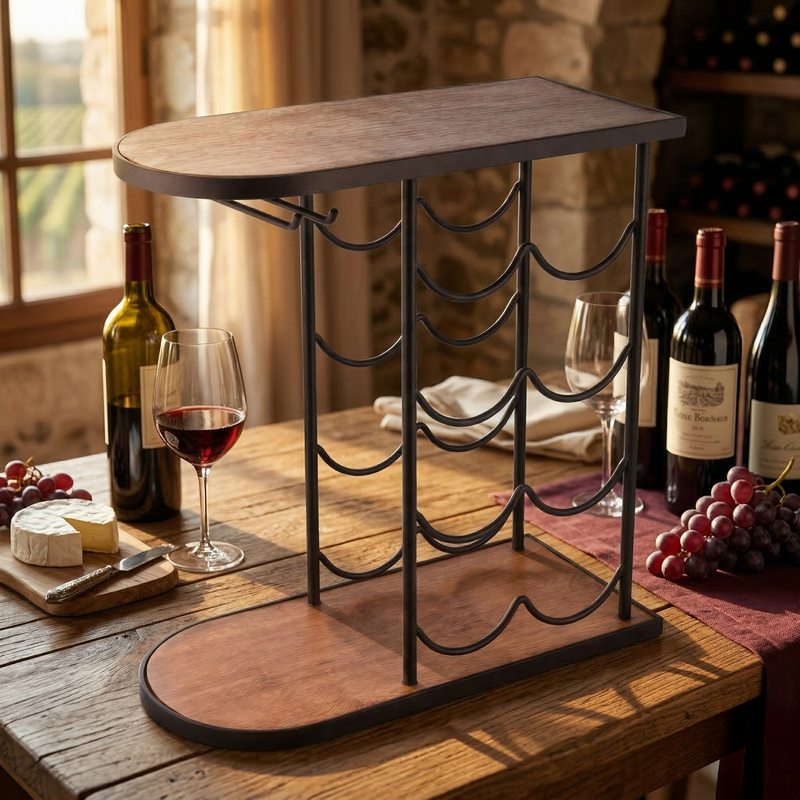 Porte bouteille en bois décor