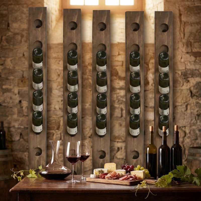 Porte bouteille mural bois décor