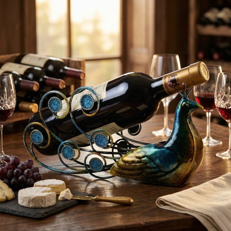 Porte bouteille vin acier décor