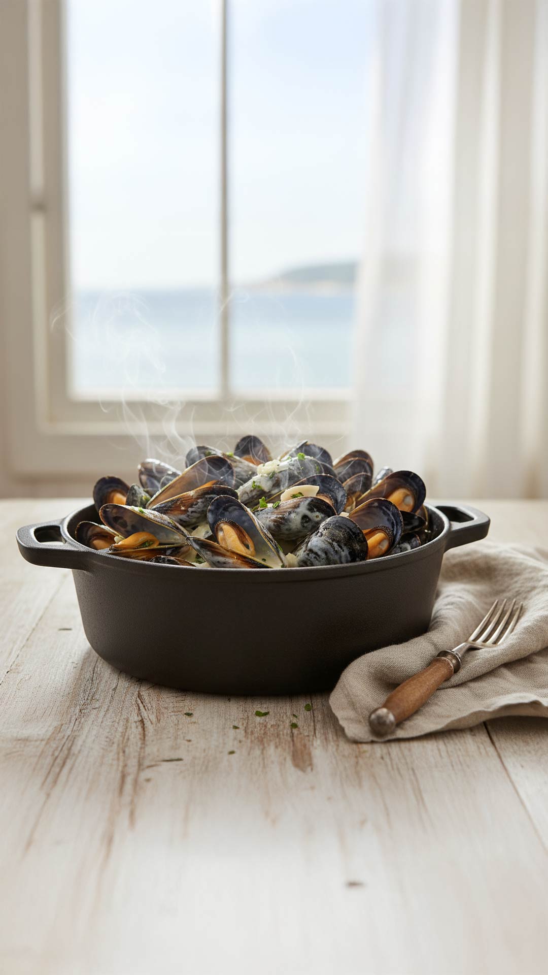 Recette moules à la crème et au vin blanc mobile